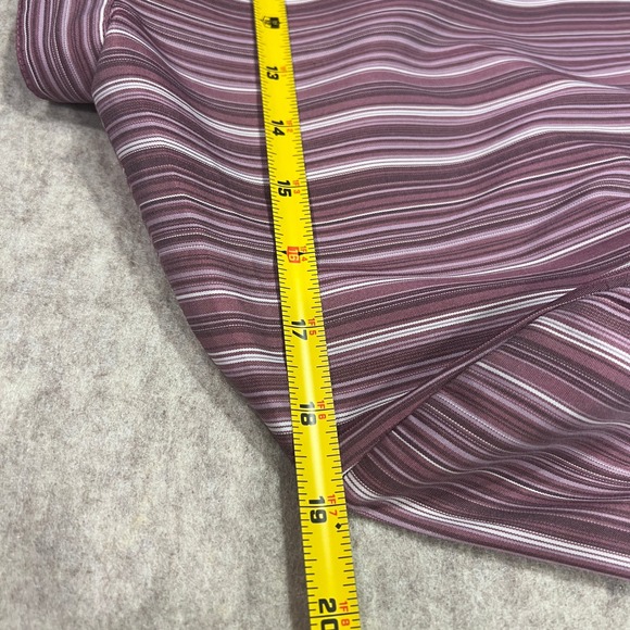 Womens Striped Band Collar 3/4 Sleeve Button Up Blouse Top Burgundy White - Picture 7 of 9